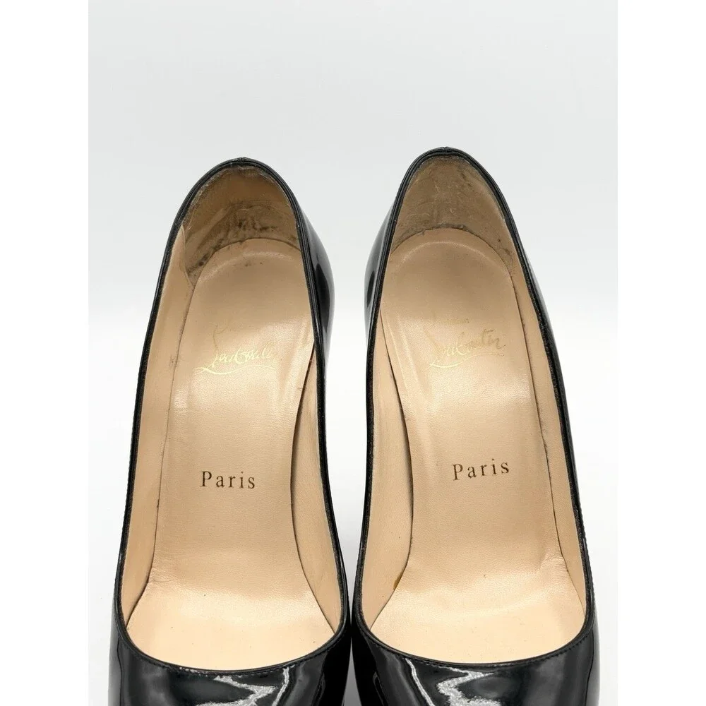 Christian Louboutin Bianca 140 Black Patent Leather Platform Heels Size EU 35